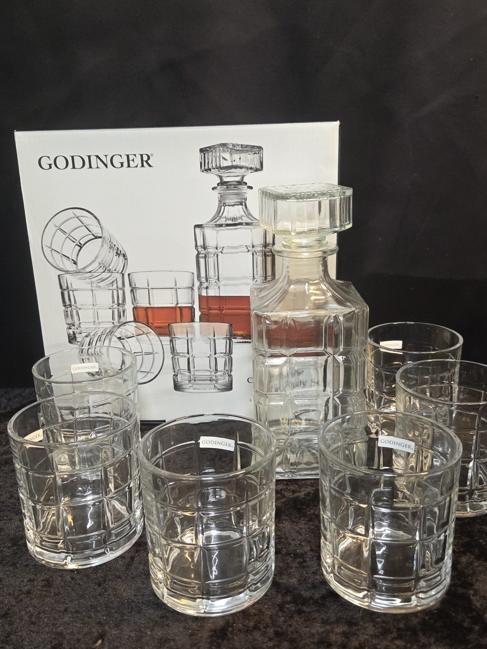 Godinger Clear Glass Decanter & Tumbler Set - Clear